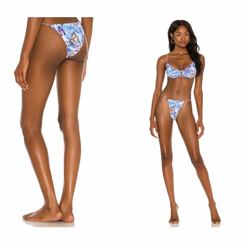 Superdown Makenna Butterfly Cheeky Blue 90s Inspired Bikini Swim Bottoms Size M